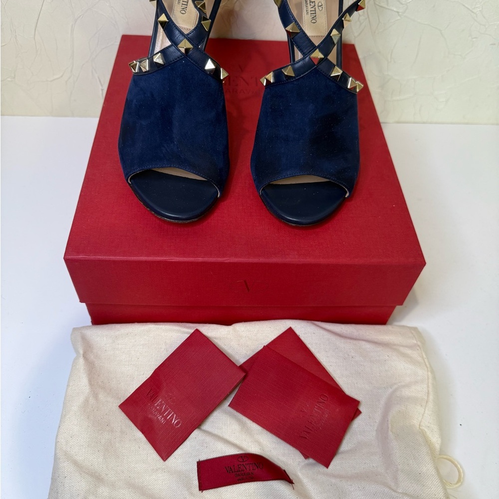 Valentino Women's Rockstud  Blue suede Sandals